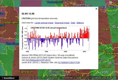 Temperaturanstiegs-Daten für Google-Earth