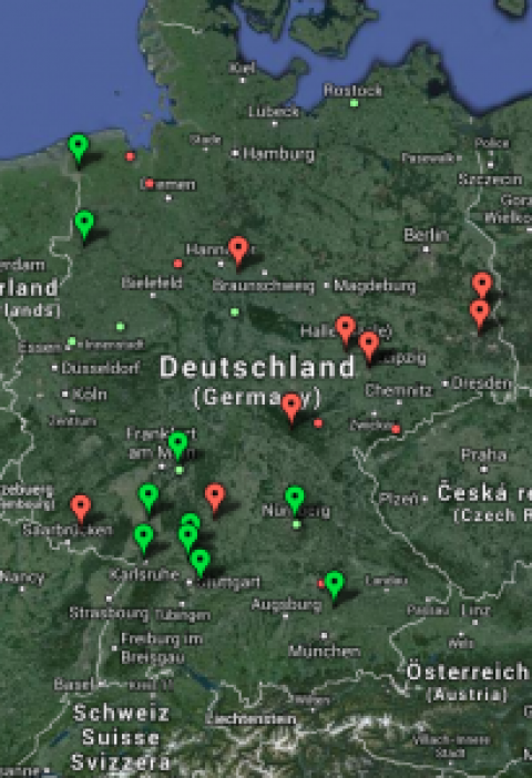 Karte: Re-Dispatch Maßnahmen im Februar 2014 – Stromspeicher zur Netzstabilität