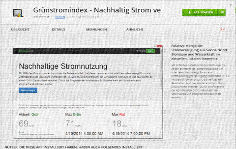 Grünstromindex als Google Chrome App