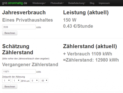Online Rechner: Verbrauchsschätzung auf der Stromrechnung