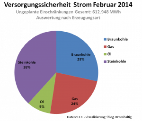 Störfall-Strom Februar 2014: Kohle und Gas
