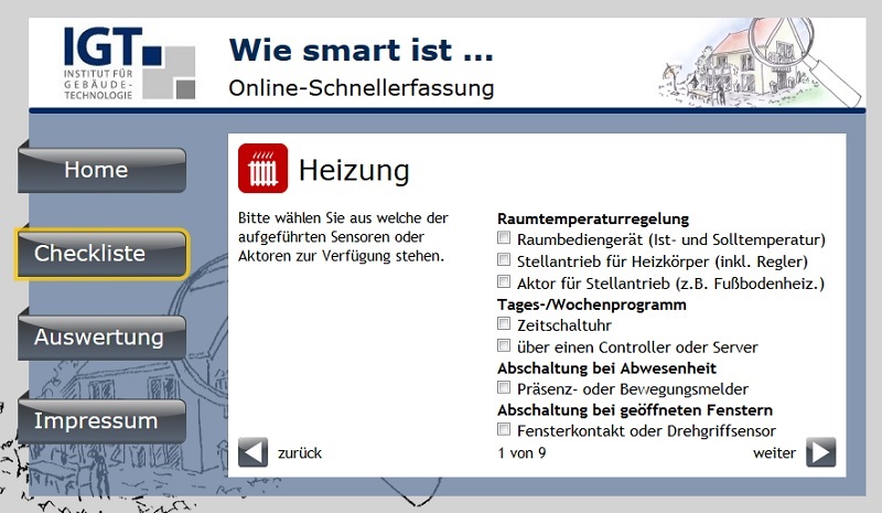 Checkliste als „Online-Schnellerfassung“. Grafik: IGT