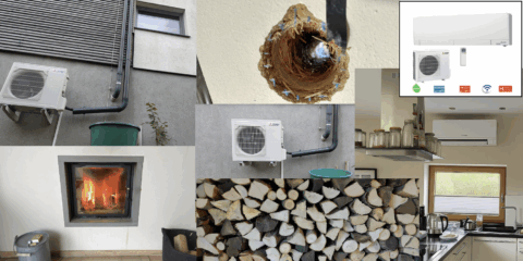 Der Winter kann kommen: Klima Split-Gerät zum Heizen unseres Strohhauses ist eingebaut
